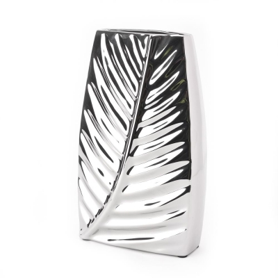 silver leaf flat vase