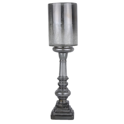 smoked midnight glass tall candle holder