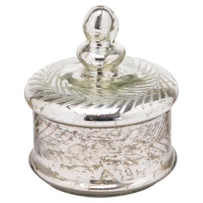 small silver glass lidded trinket 