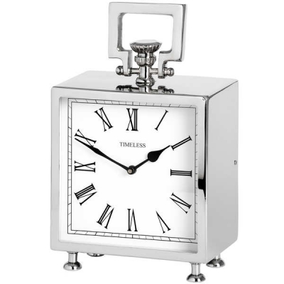 square nickel mantel clock 