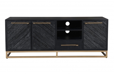 black and gold large tv unit