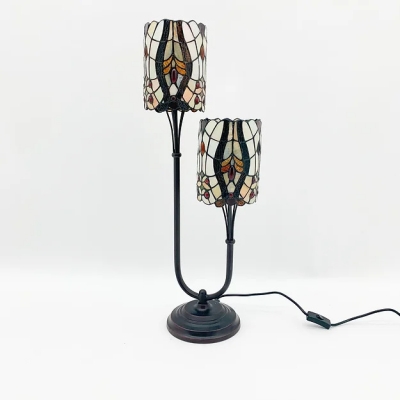 twin pedestal tiffany lamp 