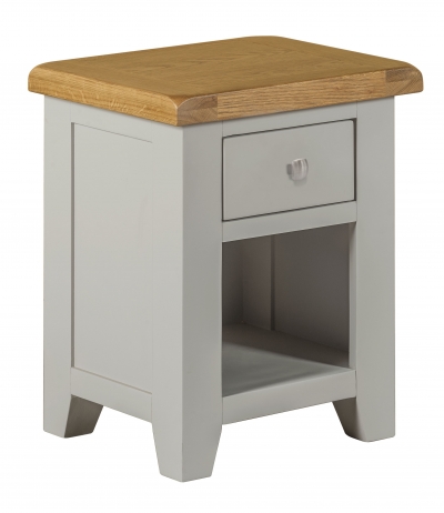 dove grey painted one drawer bedside table