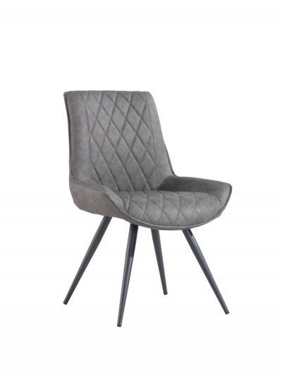industrial grey faux leather dining chair 