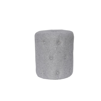 light grey buttoned fabric stool 