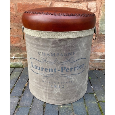 leather and canvas tin stool
