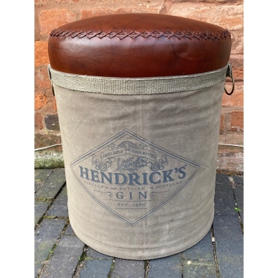leather and canvas tin stool