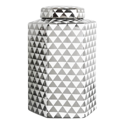 silver and white ginger jar £49.99