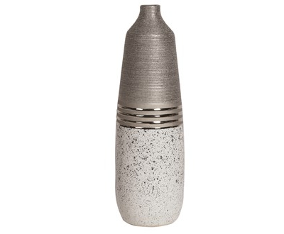 silver and white skittle vase